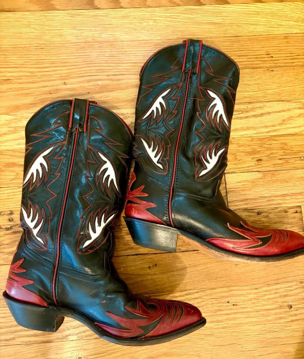 Vintage Code West Black and Red Leather Western Cowboy Boots Women’s Size 7.5